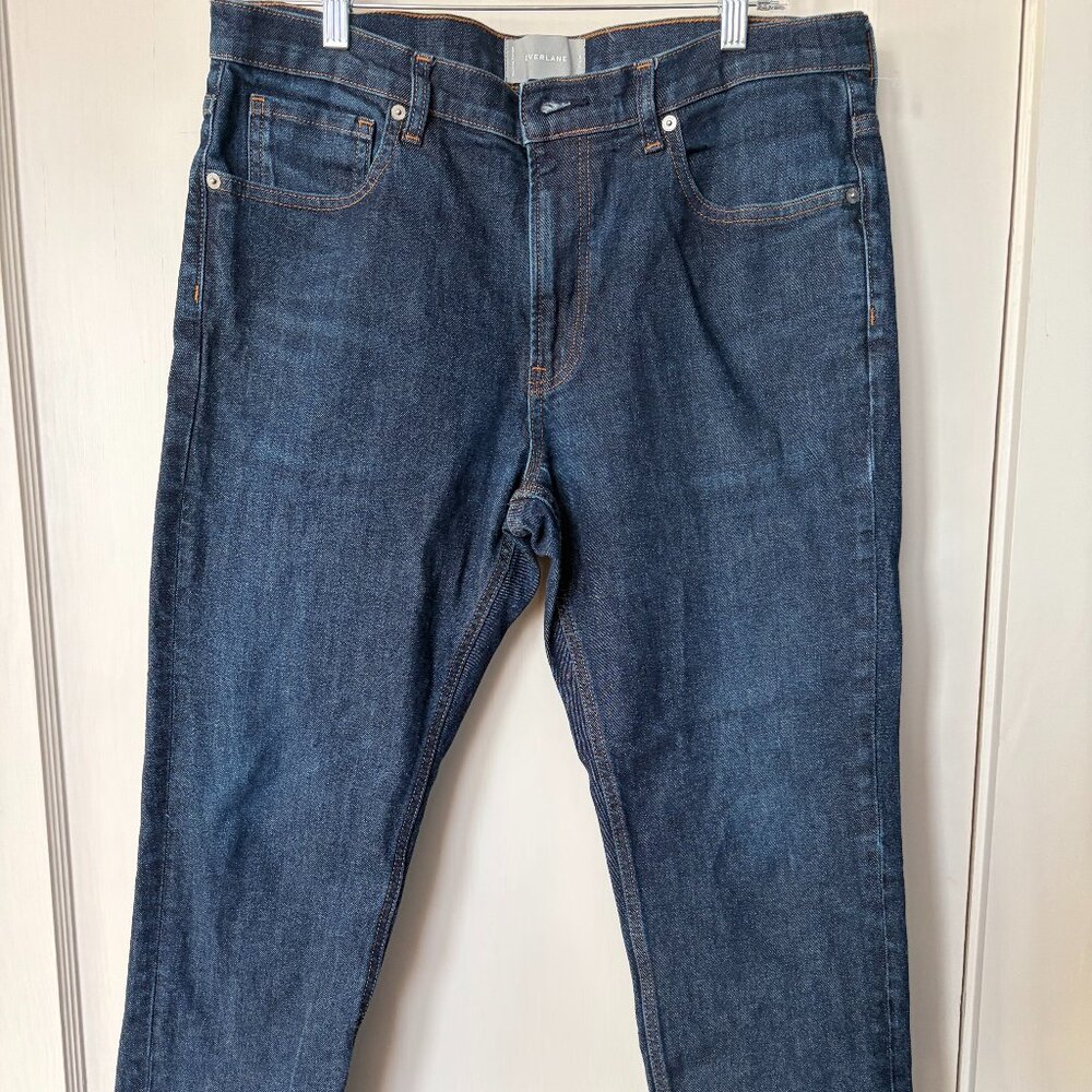 Everlane Men's Jeans Dark Blue Size 35x30 Tapered Leg